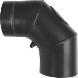 Wodtke Rauchrohrbogen 90°, Durchmesser 130 mm, 3 Segmente, mit Reinigungsöffnung, verstellbar, Stahlblech 2 mm, schwarz