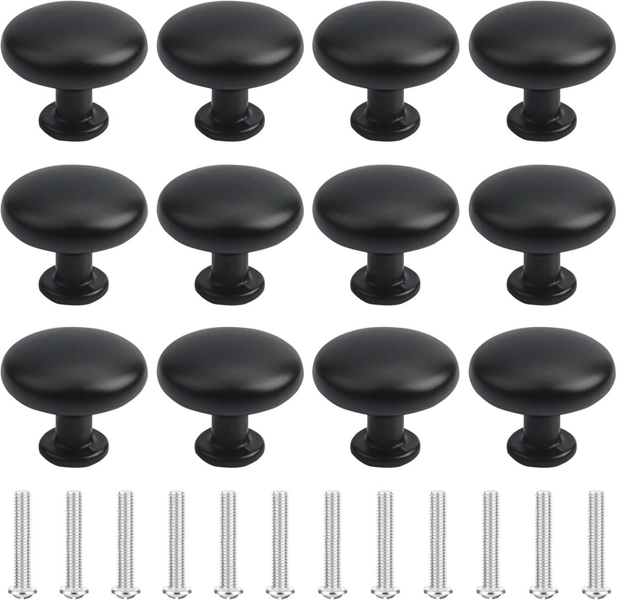 12 Stuks Zwarte Ronde Kastknoppen en Deurknoppen