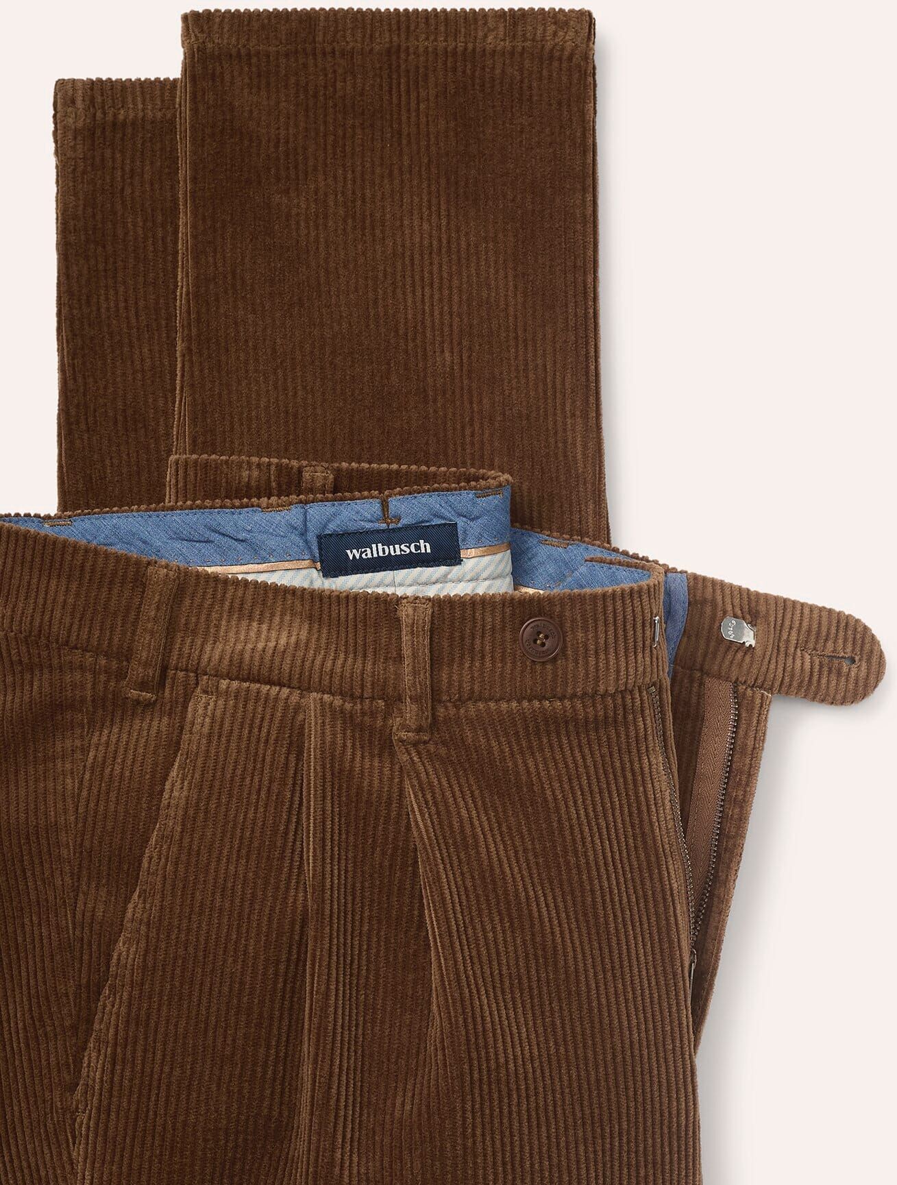 Walbusch Cordhose mit Bundfalte, Modern Fit#normale Größen#schlanke Größen#untersetzte Größen, Farbe Braun, 102, überraschend weich Premium-Ausstattung Herren