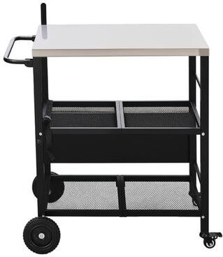 4-Wheel Foldable BBQ Cart Grill Station With Stainless Steel Top And Foldable Shelf - N/A