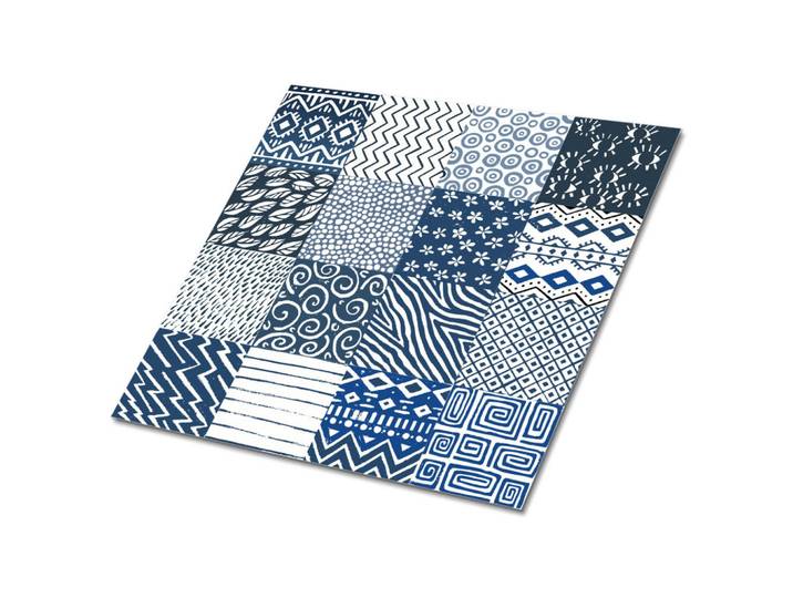 Tulup Selbstklebende Wandfliesen 9 Stück 30x30 cm - Mustermix, Blau, Quadratisch, 30x1.6x30 cm, Tapeten & Wandverkleidungen, Wandtattoos & Sticker