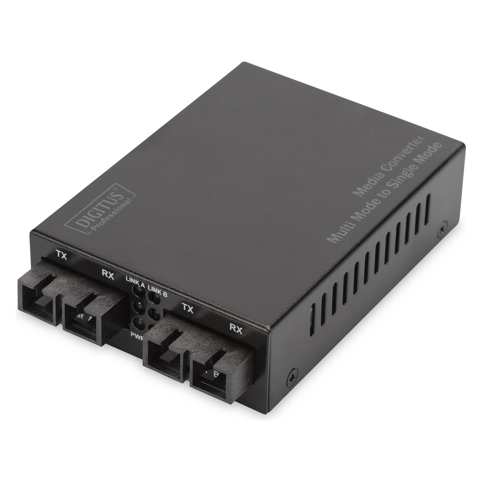 Digitus Fast Ethernet Multimode auf Singlemode Medien Konverter SC auf SC Wellenlänge 1310nm (DN-82024)