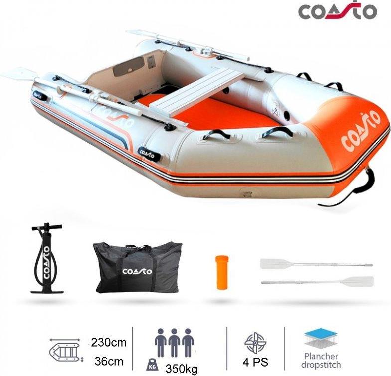 COASTO Schlauchboot mit Dropstitch Boden Dingi Beiboot Motorboot Ruderboot 230cm Shoe