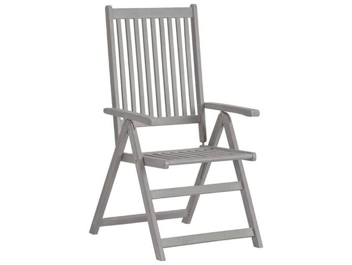 SALE 2025 Lot de 2 fauteuils relax/ Chaises inclinables de jardin - Ensemble de 2 pièces - Gris Bois solide acacia Chill854440