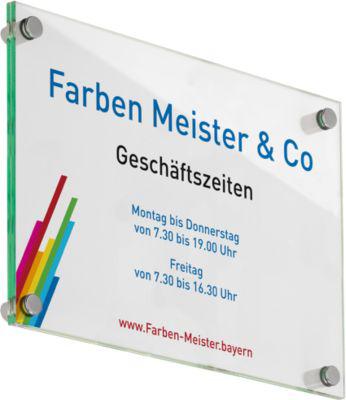 moedel Türschild GALERIE, DIN A3, Edelstahl und ESG-Glas, 4 Abstandhalter, Schraubmontage, B 297 x H 420 mm, transparent