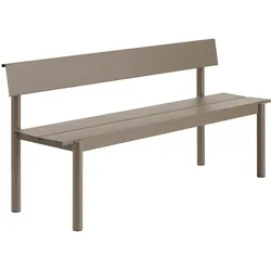 Muuto Linear Steel Gartenbank mit Rückenlehne, 170 cm, taupe