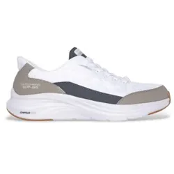 Skechers für Herren. 232619 Pantoletten Contour Foam Cozy Fit Hausschuhe weiß (46), Stoff, Wohnung, Schnürsenkel, Lässig