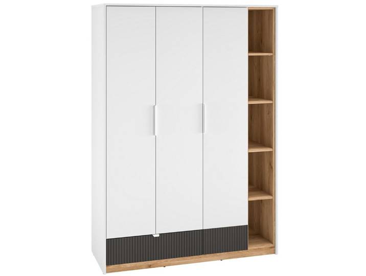 Marmex Möbel Kleiderschrank Torino 01 dreitürig mit offenem Regal 138x196x53