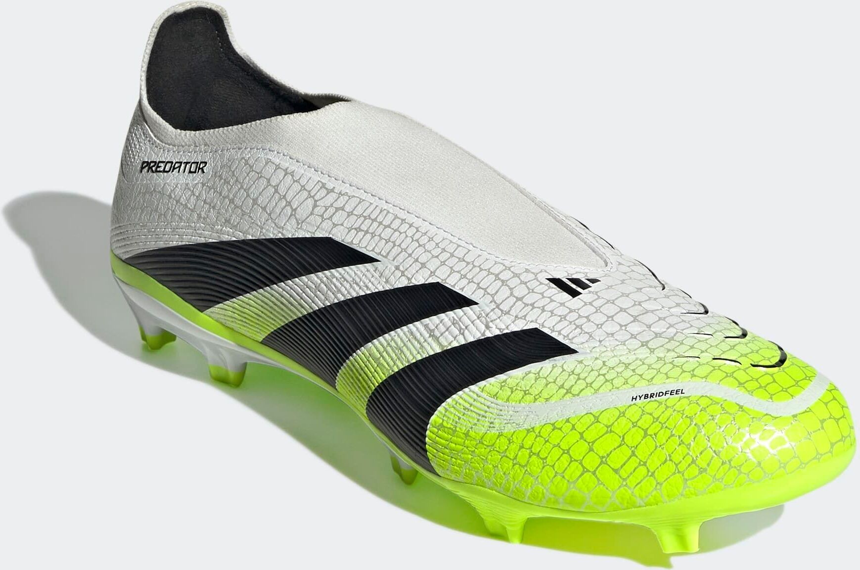 Fußballschuh ADIDAS PERFORMANCE "PREDATOR LEAGUE LACELESS FIRM/MULTI-GROUND", Damen, Gr. 45, bunt (cloud weiß, core schwarz, lucid lemon), Synthetik, Textil, Schuhe Fußballschuh, geeignet für Rasen- und Kunstrasenplätze