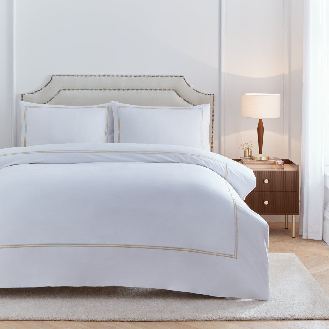 Paoletti Elara Cotton Abstract Duvet Cover Set with Pillowcases Beige Double Duvet Cover + 2 Standard Pillowcases