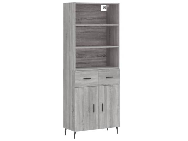 Kaorsrow Highboard Grau Sonoma 69,5x34x180 cm Holzwerkstoff Schrank Eleganter Aufbewahrungsschrank in Grau Sonoma mit Metallfüßen für Wohnzimmer und Flur. Maße 69,5x34x180 cm.
