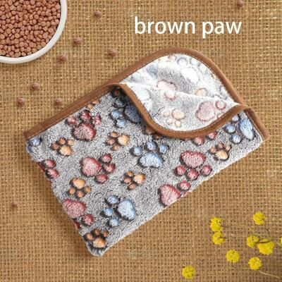 Uplift Essentials Cozy Paw Winter Velvet Pet Fleece Blanket brown Paw 41 X 30 In
