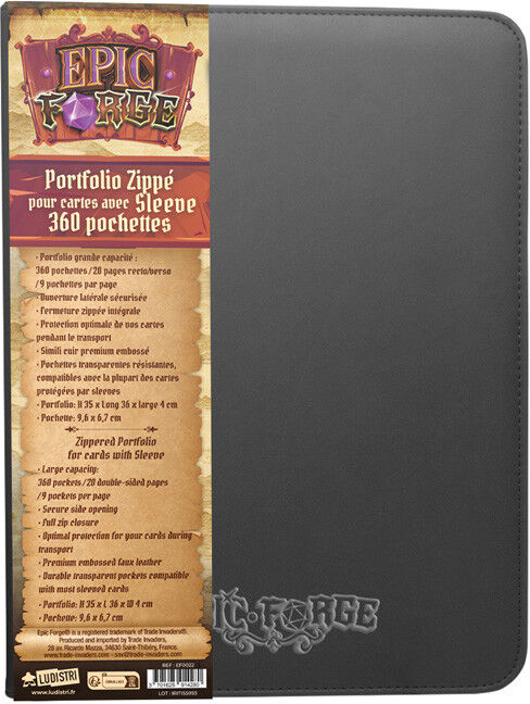 Rio Portfolio Zippé Simili 20 pages pour 9 Cartes Sleevées - Epic Forge