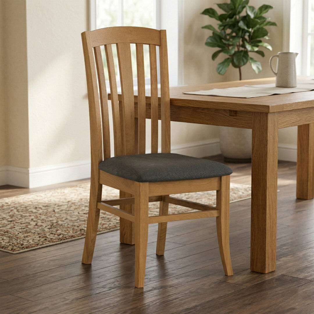 Rosalind Wheeler Censu Balyor Painted Oak Dining Chair Oak Wood 100cm H X 46cm W X 59cm D