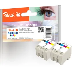 Peach Doppelpack Tintenpatronen schwarz, color kompatibel zu Epson S020138