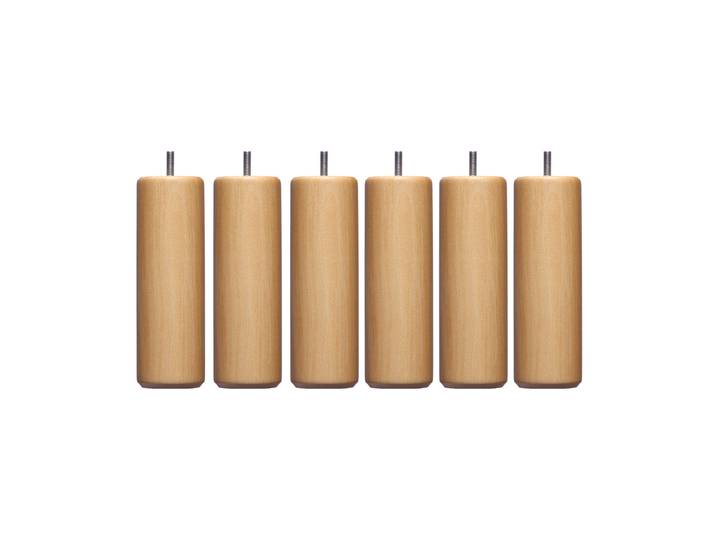6 pieds cylindriques bois naturel 15 cm