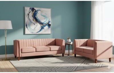US Pride Furniture Container Furniture Line Tufted Square Design 2 Pieces Livingroom Sets, Loveseat and Sofa