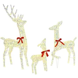 vidaXL, Weihnachtsbeleuchtung, Rentiere Familie 3 pcs Warmweiss 128 cm PET