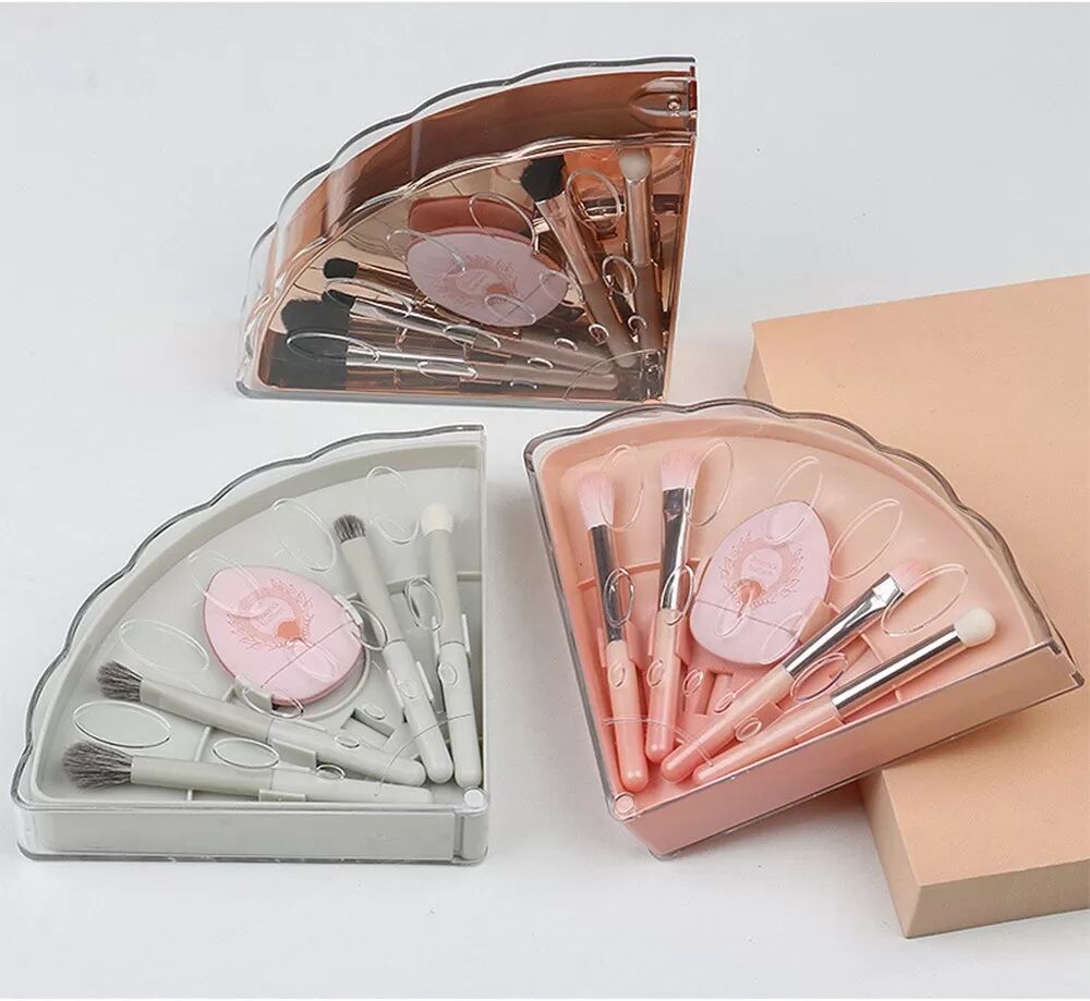 INF Ensemble de Pinceaux de Maquillage Portables - Kit de Voyage Pliant 10 Pièces avec Poils Synthétiques Doux