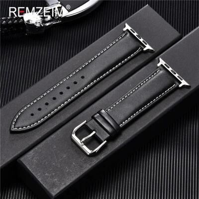 Uplifted Finds Calfskin Genuine Leather Watchband 38mm 40mm 41mm For Apple Watch 38mm Or 40mm Or 41mm black w s