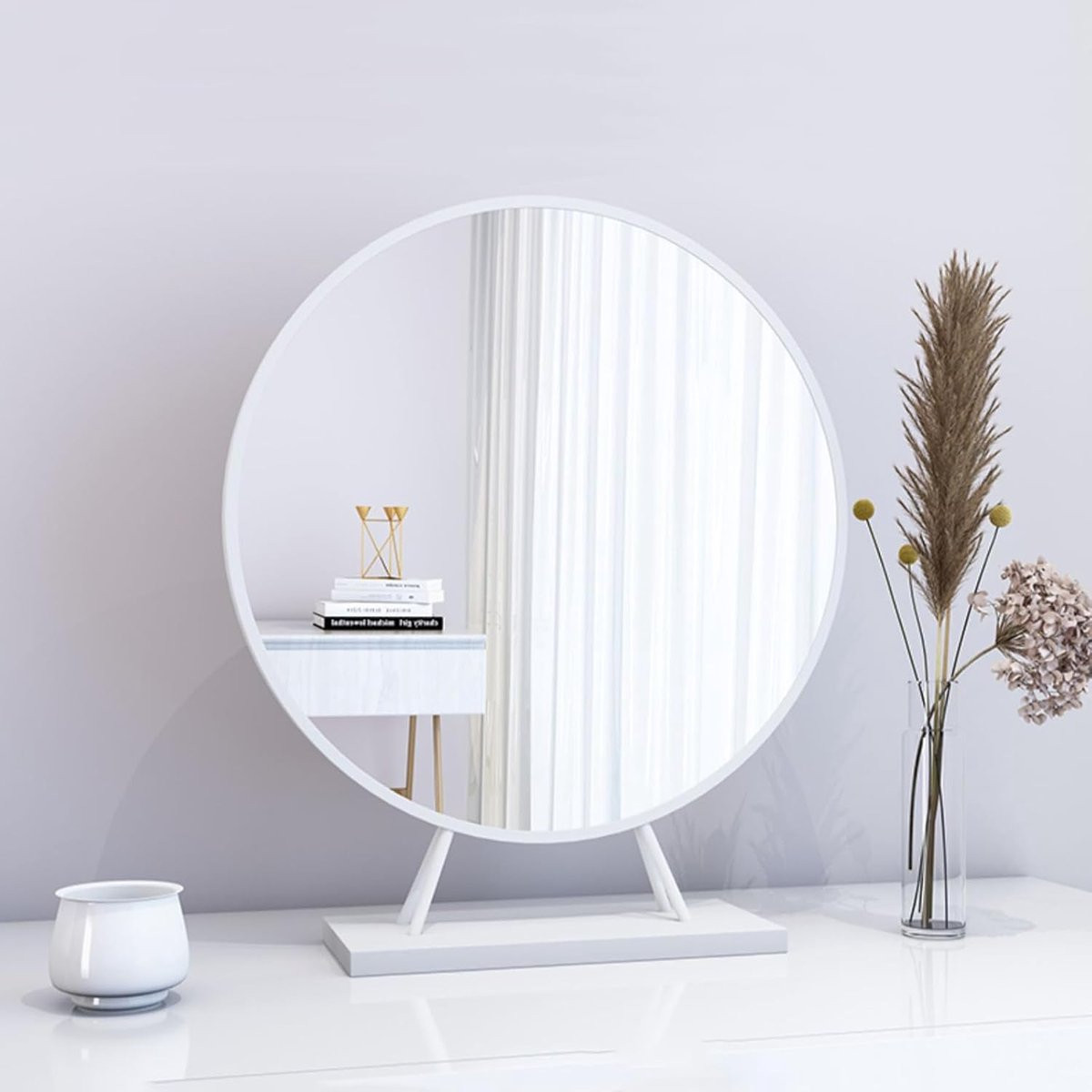 Ronde Make-upspiegel Wit - HD Tafelspiegel voor de Badkamer - 30 cm