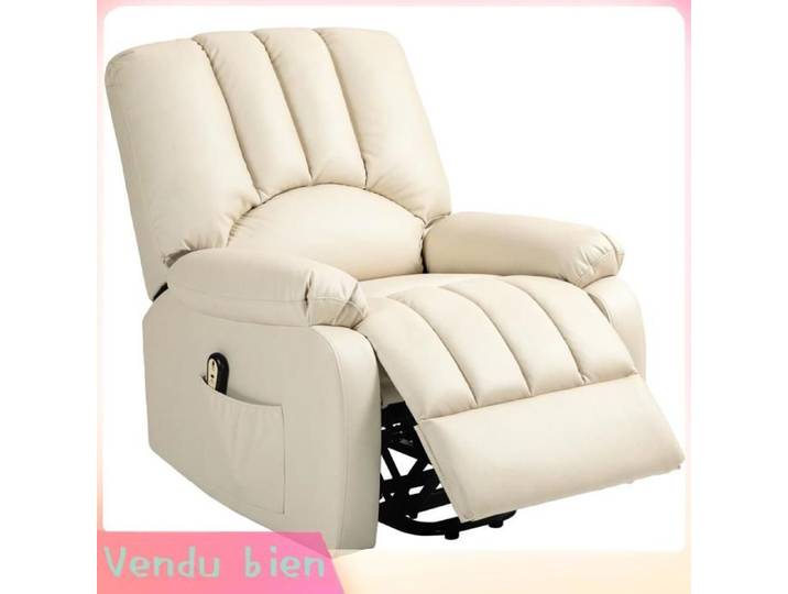 LIA Fauteuil relax inclinable électrique releveur avec repose-pied et télécommande 86 x 92 x 102 cm Beige
