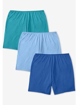 Plus Size Women's Stretch Cotton Boxer 3-Pack by Comfort Choice in Vibrant Blue Pack (Size 8) Underwear