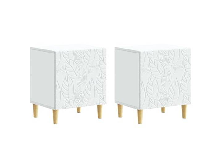 PUGYNBK Nachttisch, 2 Stück, Weiß, 43 x 34,5 x 50 cm Eukalyptusholz, mit Schublade, einfache Reinigung, moderner Stil für Schlafzimmer