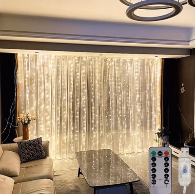 Inspire Curations Aesthetic USB Curtain Lights With 8 Modes warm usb 4mx3m 450led