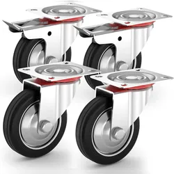 PRIOstahl Transportrollen 200mm Rollensatz 2 Lenkrollen + 2 Lenkrollen mit Bremse schwarz Schwerlast