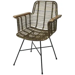 Décoshop26 - Esszimmerstuhl mit Armlehnen aus Kubu-Rattan Holz und Metall 04_0006347 04_0006347