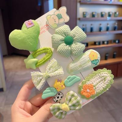 Uplifted Finds Plush Cartoon Animal Hair Clip Sweet Autumn Winter Side Headdress For Women & Girls a Set Of Green
