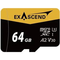 Exascend Catalyst w/ Adapter UHS-I SD Card(V30) 64GB (64 GB, microSDXC, U3, UHS-I), Speicherkarte