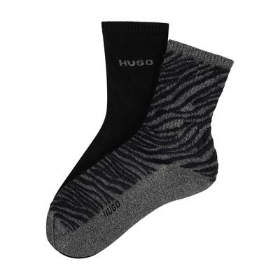 Socken HUGO UNDERWEAR "2P RS ZEBRA CC W", Damen, Gr. 35-38, schwarz (medium grau 031), Polyamidmischung, Socken Socken