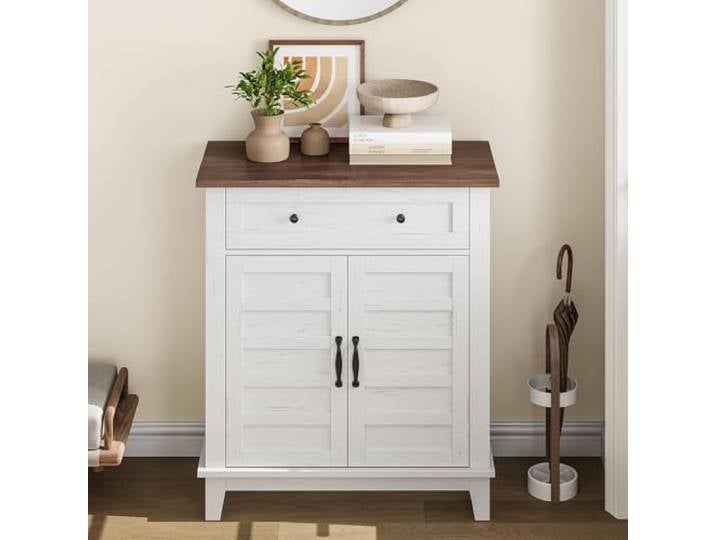 Garvee Buffet-Sideboard mit Türen, moderner Kaffeebar-Schrank mit verstellbaren Einlegeböden – Sideboard küche mit Landhaus-Design, für Esszimmer, Wohnzimmer, Eingangsbereich