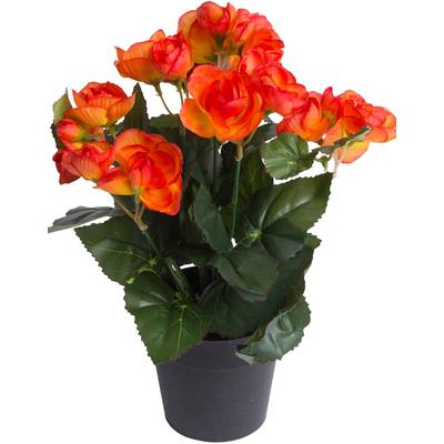 Kunstblume BOTANIC-HAUS "Begonienbusch mit 7 Stielen", orange, B:18cm H:26cm T:18cm Ø:18cm, Kunststoff, Kunstpflanzen