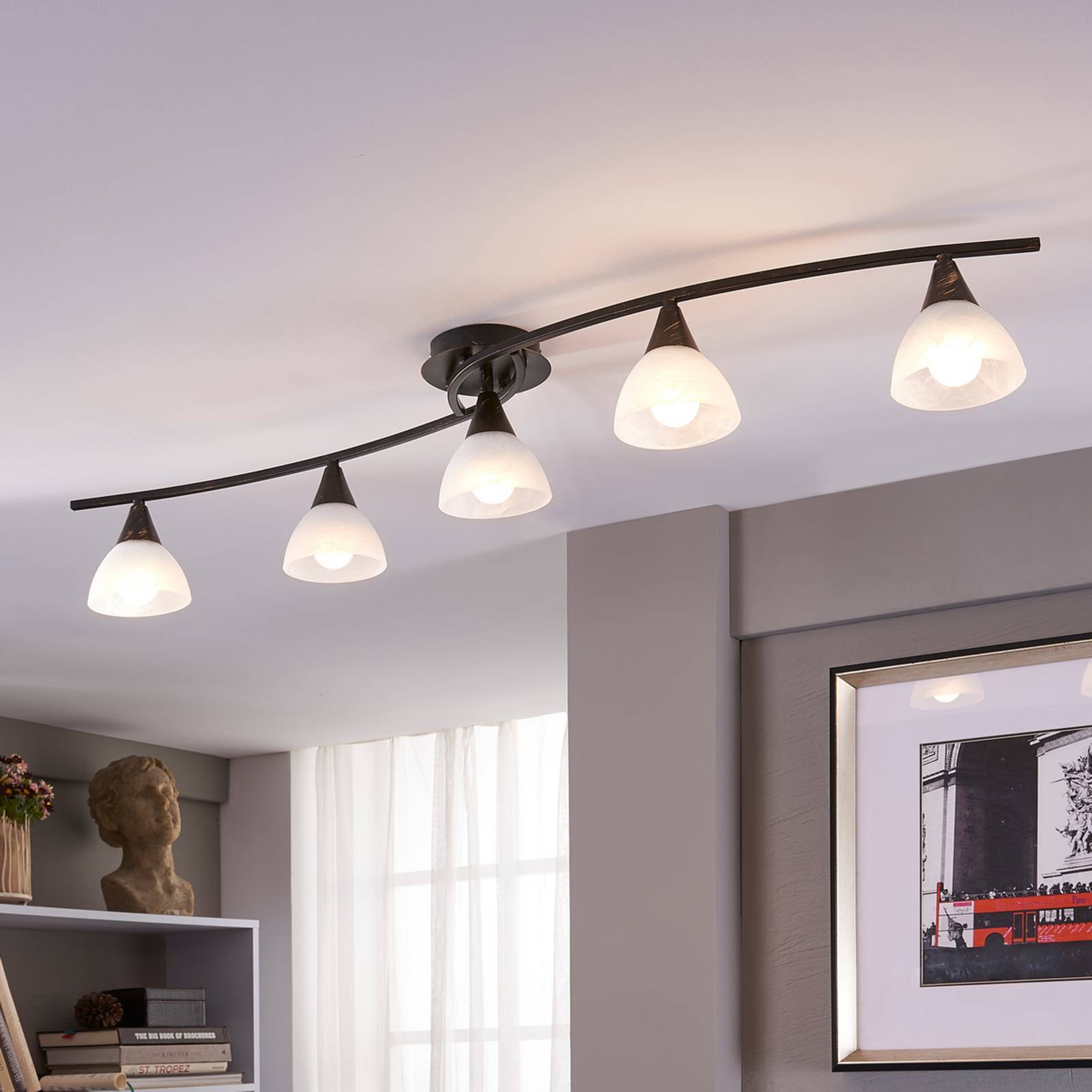 Ceiling Light Della Lindby, dimmable, Black, Living / Dining Room, Glass, Country House / Rustic, Ceiling Light
