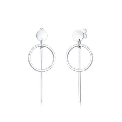 Paar Ohrhänger ELLI "Hänger Plättchen Kreis Basic 925 Silber", silber, Ohrringe, Damen, onesize, ohne Stein, Silber 925 (Sterlingsilber)