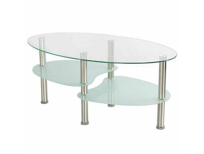 Table basse Verre trempé Transparent sur blanc 90*50*43cm - Scandinave - Moderne