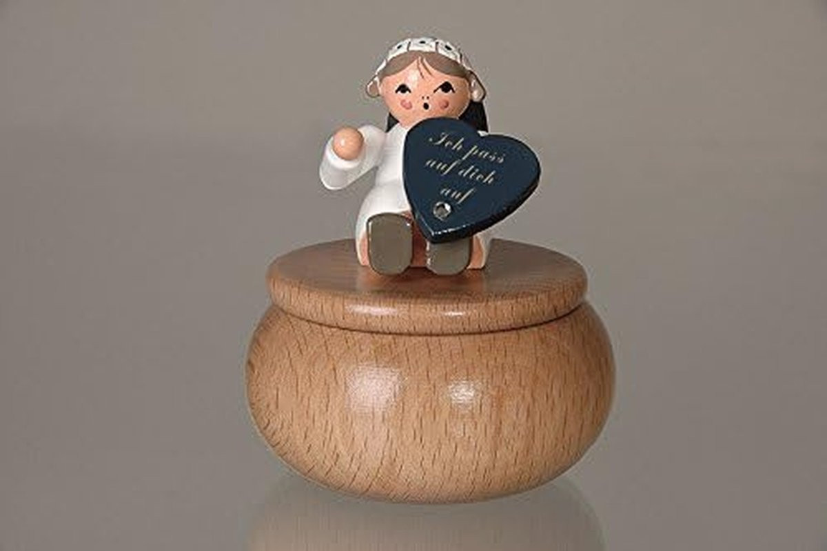 Beschermengel decoratie houten figuur houtkleur Hoogte: 6 cm