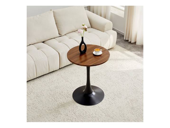 Totnz Couchtisch Beistelltisch 72 cm aus MDF mit Thermoform-Oberfläche, stabiler Trichterfuß mit rutschfesten Gummifüßen, bis 120 kg belastbar