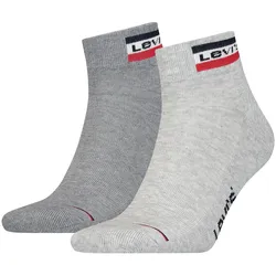 Levi's Unisex 2er Pack Sportsocken - Mid Cut SPRTWR, Logo, einfarbig Grau / 43-46