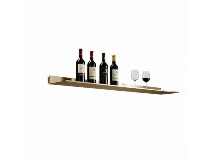 TeeoQaeo Wandmontiertes Metall Weinregal Weinflaschenhalter Wandregal Für Küche Und Home Bar Zur Weinlagerung Und Flaschenpräsentation(Gold,120x20cm)