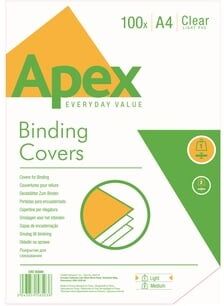 Fellowes Apex A4 Lightweight PVC Binding Covers - Clear, Pack of 100 (6500001)
