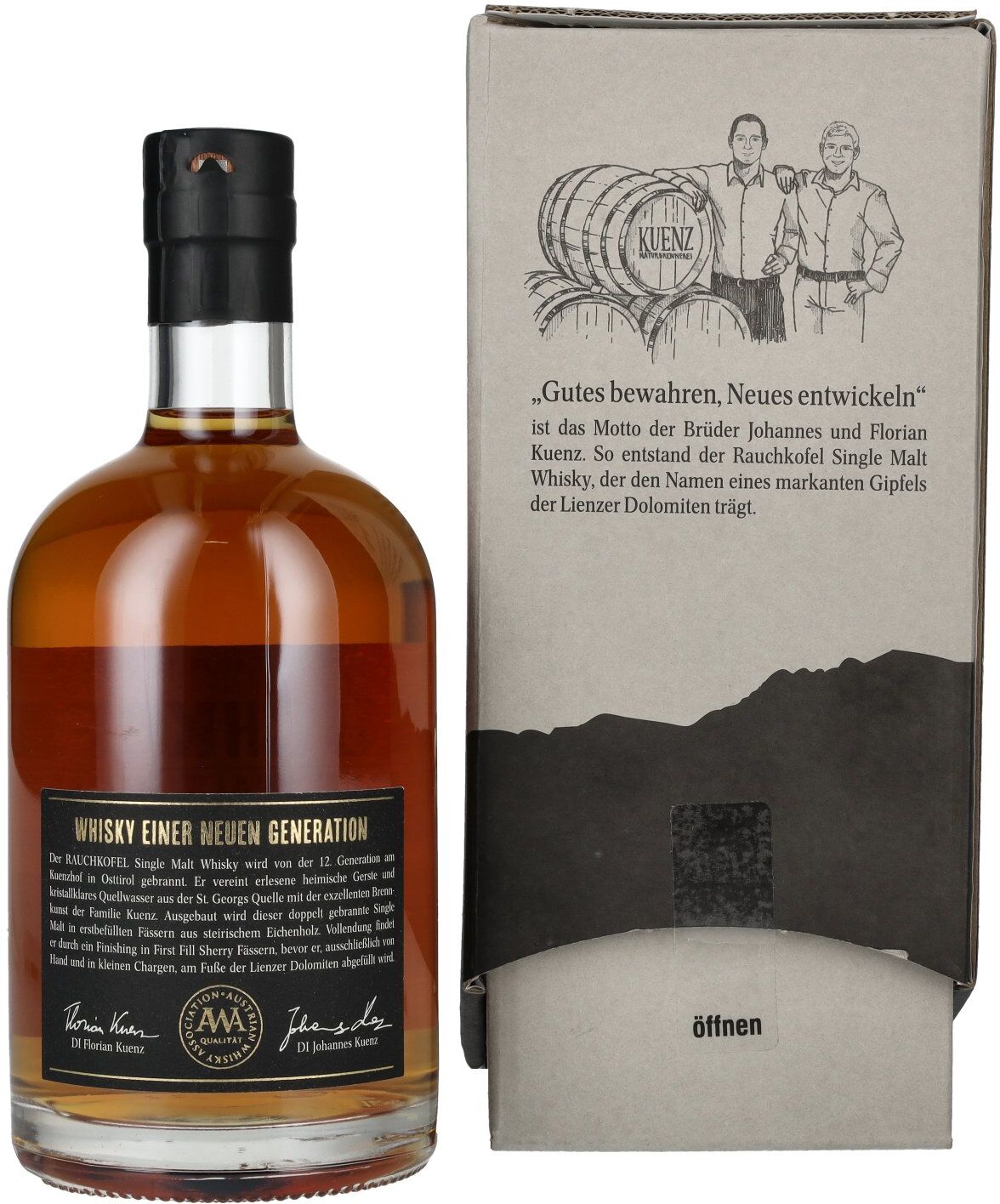 Kuenz Naturbrennerei Rauchkofel Single Malt Whisky Sherry Cask Finished 43% Vol. 0,5l in Geschenkbox