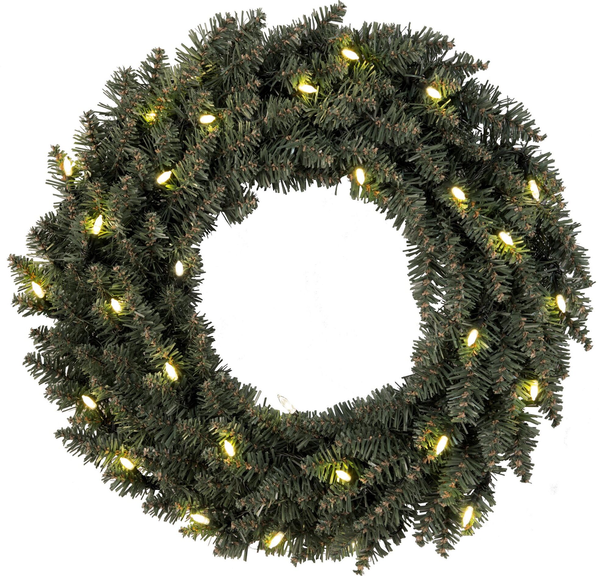 Dekokranz "Trading LED-Weihnachtskranz", grün, T:15cm Ø:50cm, Kunststoff, PARFORCE TRADITIONAL HUNTING, Dekokränze, Dekokranz grün Ø 50cm