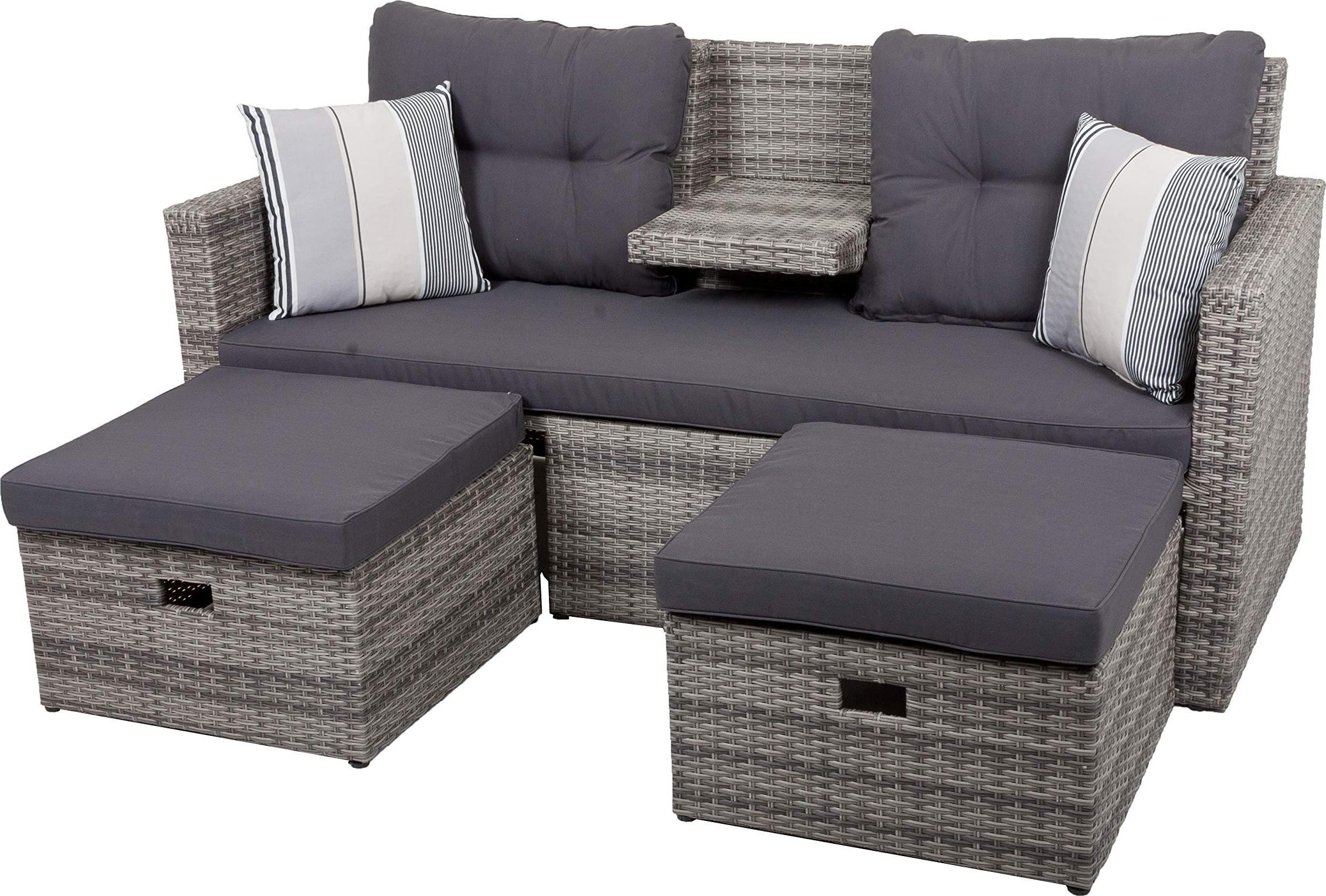 Gartensofa YANNIK - Alu/Kunststoff, Hellgrau | Gartenmöbel Set Garten Loungeset