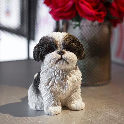Hi-Line SoReal Black Shih Tzu Sitting Decorative Puppy Figurine for Home & Garden Décor, Handpainted Polyresin Dog Statue
