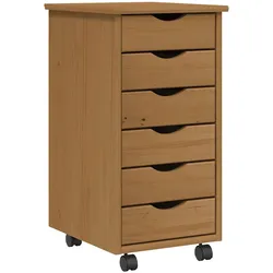 Helloshop26 - Rollbarer Schrank mit Schubladen 34 x 39 x 65,5 cm praktischer Stauraum modernes Möbelstück aus honigbraunem 02_0047156