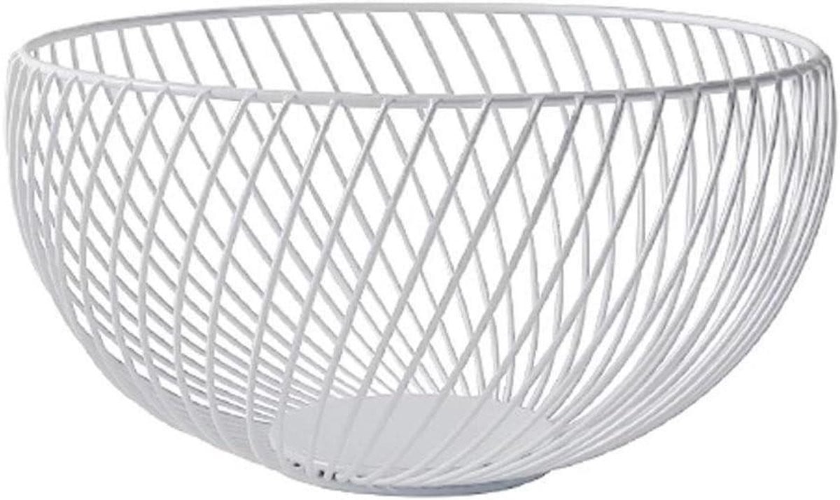 Fruitschaal Metaaldraad Wit - Decoratieve Geometrische Mand voor Fruitopslag - Diameter: 26 cm